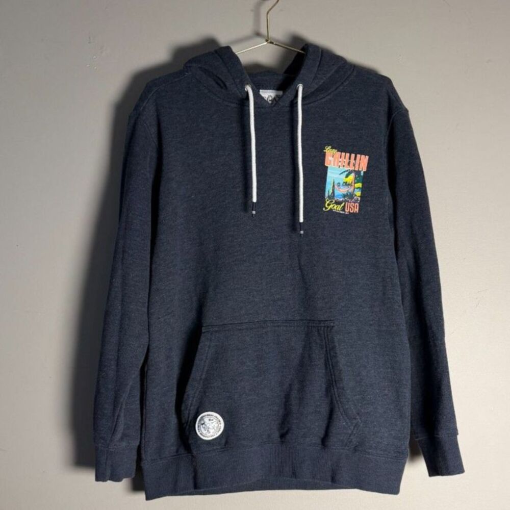 Goat USA Lazy Chillin Hoodie SM Navy Heather Hammock Beach Graphic Pullover